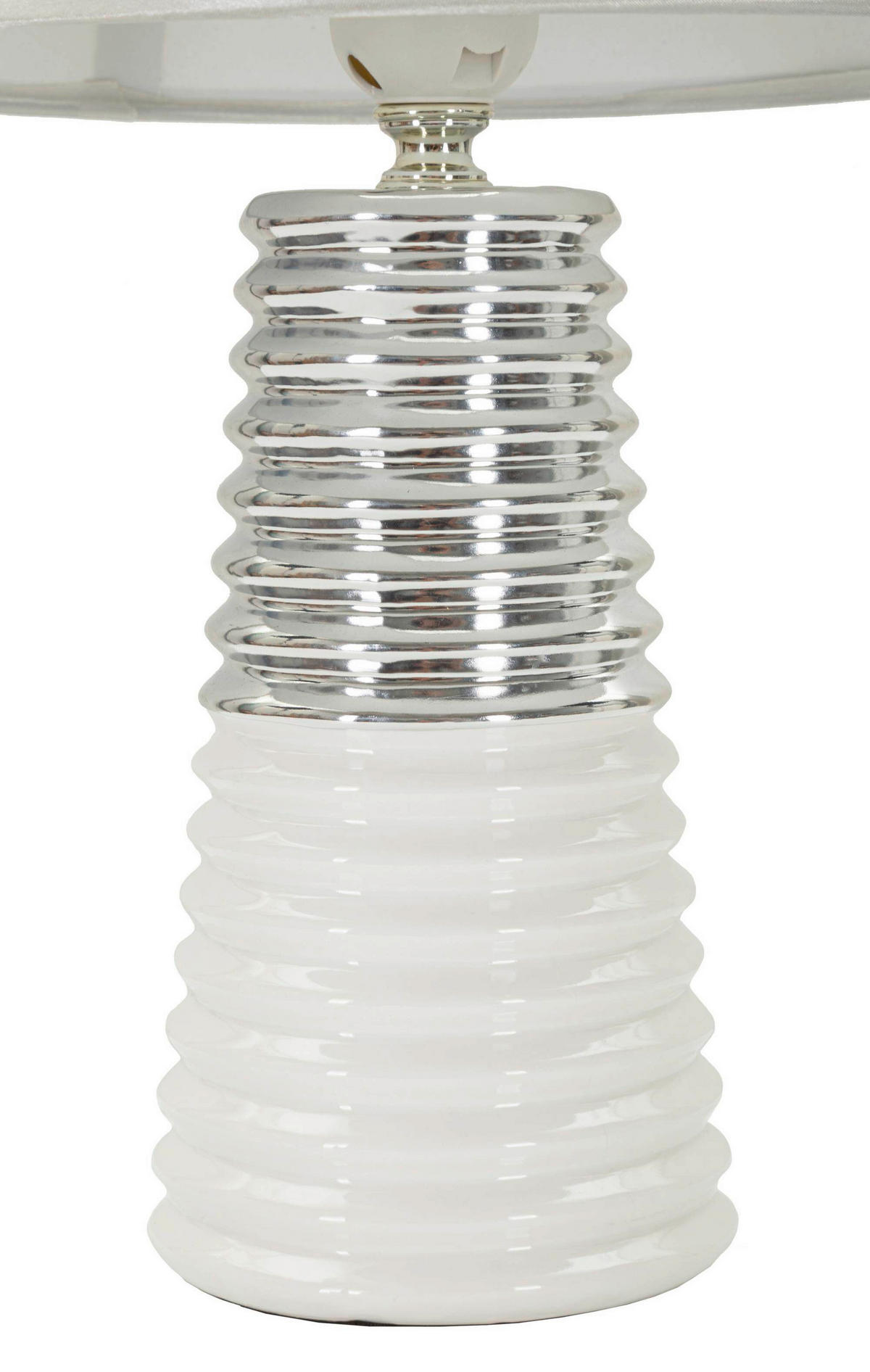 TISCHLEUCHTE   - Silberfarben/Weiß, Basics, Keramik/Textil (25/41/25cm)