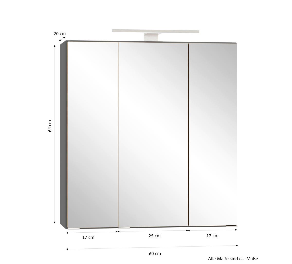 SPIEGELSCHRANK 60/64/20 cm  - Wildeiche/Edelstahlfarben, Trend, Glas/Holzwerkstoff (60/64/20cm) - Held