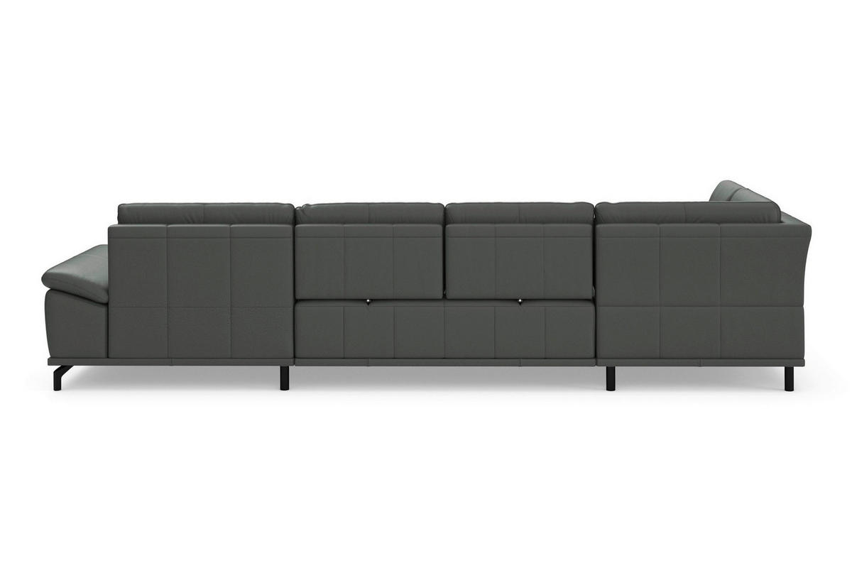 WOHNLANDSCHAFT COSTELLO E Anthrazit Echtleder  - Anthrazit/Schwarz, Basics, Leder/Metall (223/363/176cm) - Sit & More
