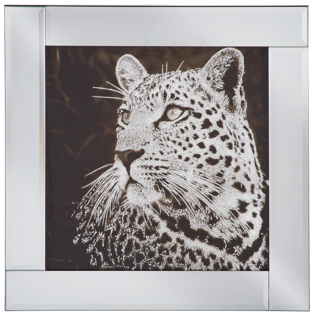 GLASBILD Tiere 38/38 cm  - Silberfarben/Schwarz, Trend, Glas/Holz (38/38cm) - Ambia Home