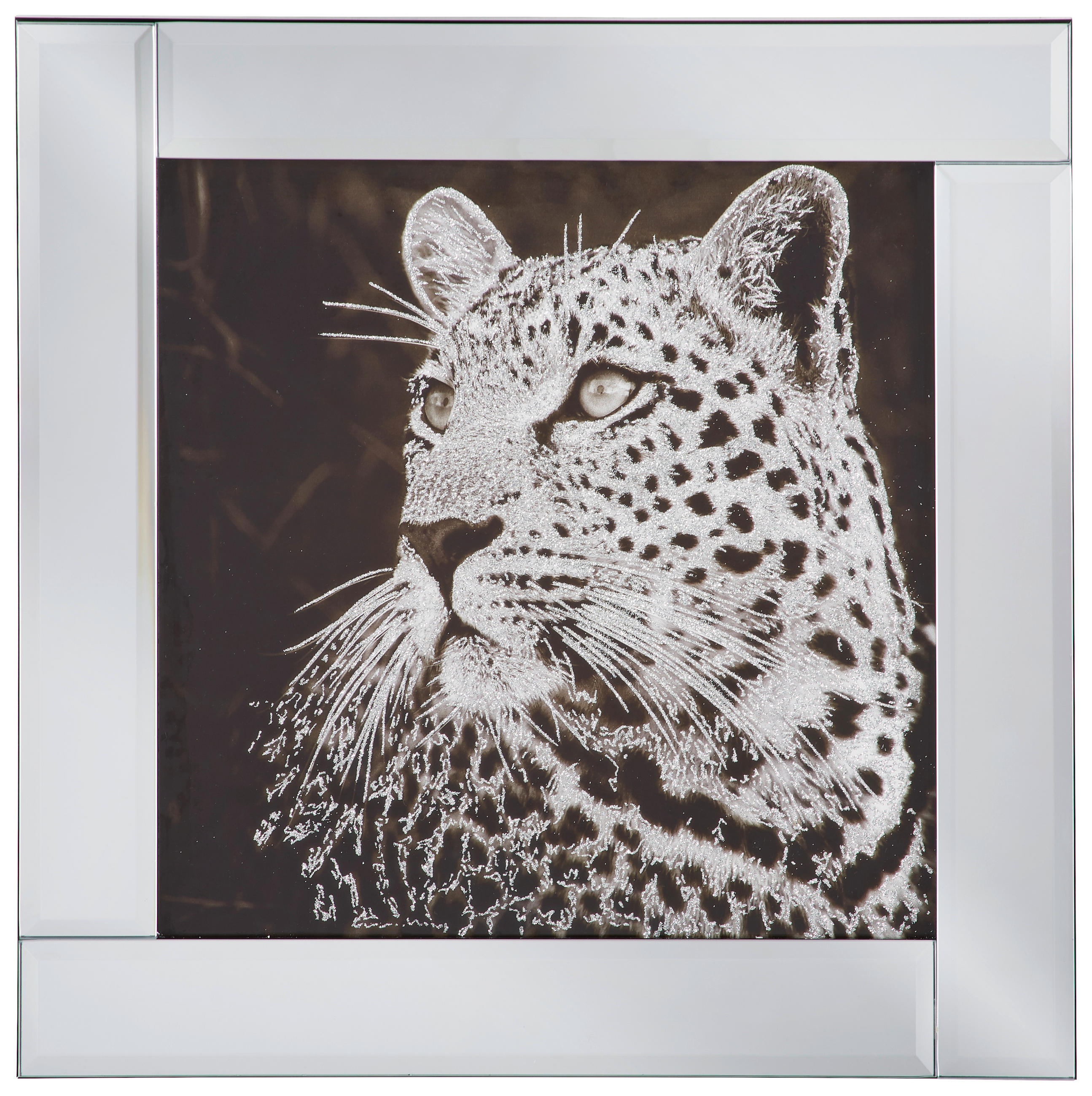 Ambia Home Glasbild Schwarz, Silber, Weiß 38x38 cm