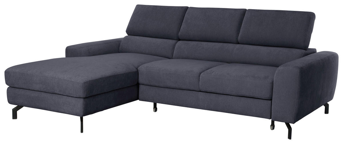ECKSOFA Chenille Anthrazit  - Anthrazit/Schwarz, Design, Textil/Metall (177/226cm) - Livetastic