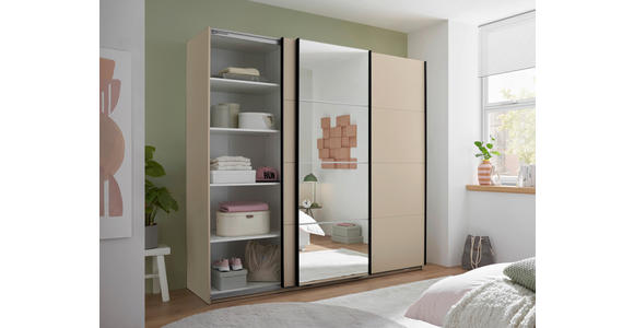 SCHWEBETÜRENSCHRANK in Kaschmir - Kaschmir/Schwarz, KONVENTIONELL, Glas/Holzwerkstoff (215/204/63cm) - Carryhome