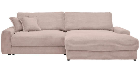 ECKSOFA  in Cord Rosa  300/180 cm  - Schwarz/Rosa, MODERN, Kunststoff/Textil (300/180cm) - Carryhome