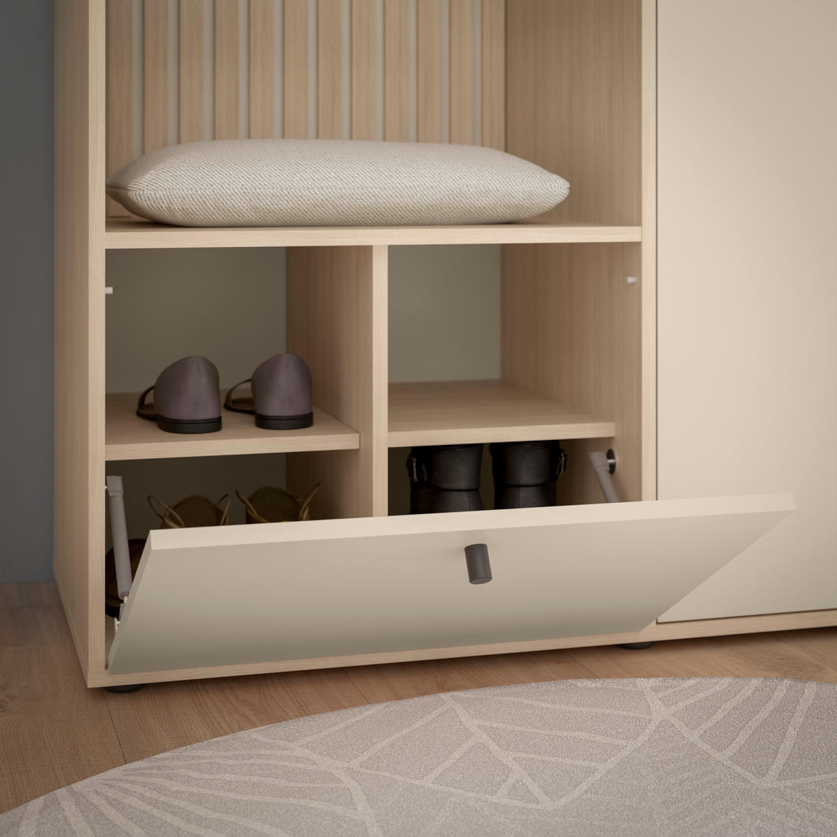 GARDEROBE 4-teilig  in 120/200/50 cm  - Kaschmir/Eichefarben, Design, Glas/Holzwerkstoff (120/200/50cm) - Xora