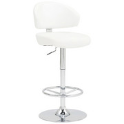 BARSKI STOL, bela, krom - bela/krom, Design, kovina/tekstil (57/108,5-120/54cm) - Novel