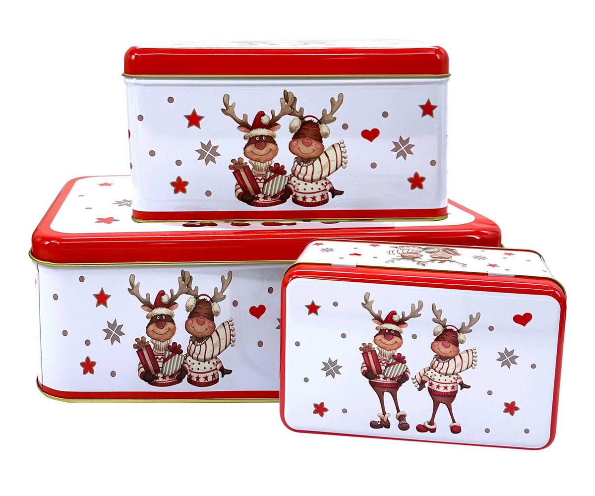 CUTIE PENTRU BISCUIțI  0.95 l  - alb/roșu, Basics, metal (14/10/7,1cm) - X-Mas