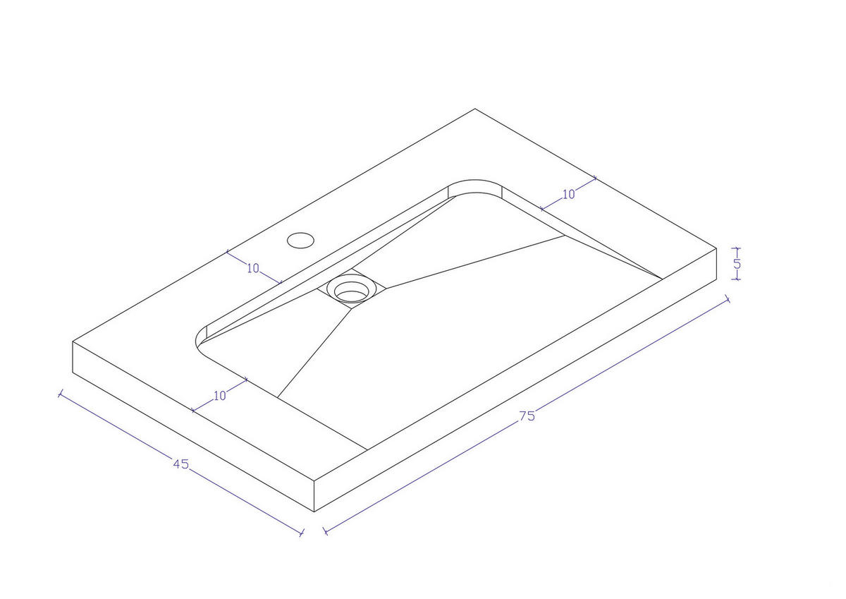 WASCHTISCHKOMBI 75 cm  - Graphitfarben, Basics, Holzwerkstoff/Stein (75cm) - MID.YOU