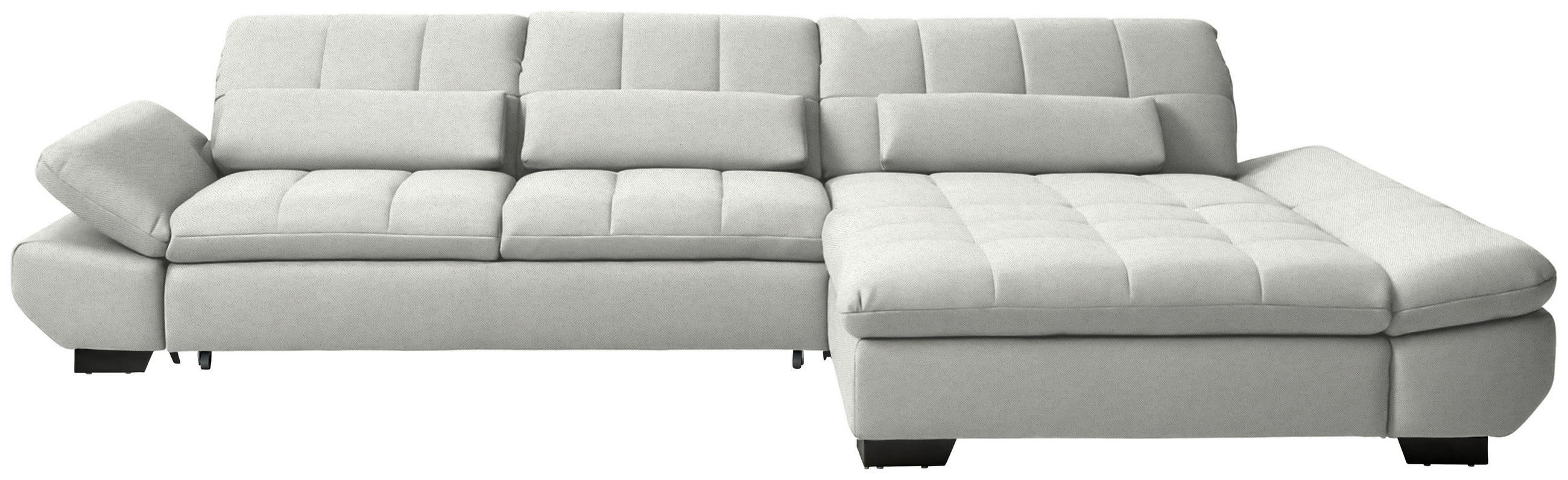 ECKSOFA  in Flachgewebe Weiß  341/204 cm  - Schwarz/Weiß, Design, Textil/Metall (341/204cm) - Xora