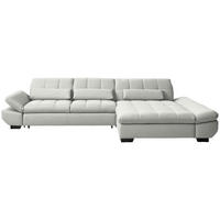 ECKSOFA  in Flachgewebe Weiß  341/204 cm  - Schwarz/Weiß, Design, Textil/Metall (341/204cm) - Xora