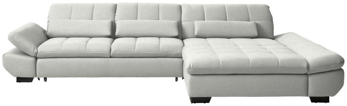 ECKSOFA  in Flachgewebe Weiß  341/204 cm  - Schwarz/Weiß, Design, Textil/Metall (341/204cm) - Xora