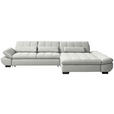 ECKSOFA  in Flachgewebe Weiß  341/204 cm  - Schwarz/Weiß, Design, Textil/Metall (341/204cm) - Xora