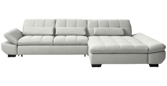 ECKSOFA  in Flachgewebe Weiß  341/204 cm  - Schwarz/Weiß, Design, Textil/Metall (341/204cm) - Xora