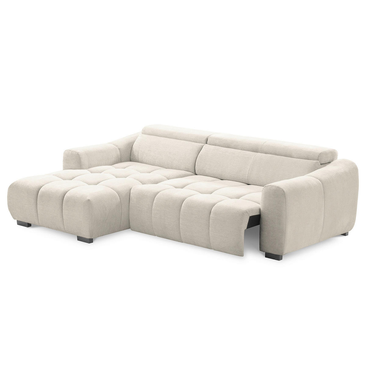 ECKSOFA  Webstoff Weiss  - Weiss/Schwarz, Design, Kunststoff/Textil (177/274cm) - Livetastic