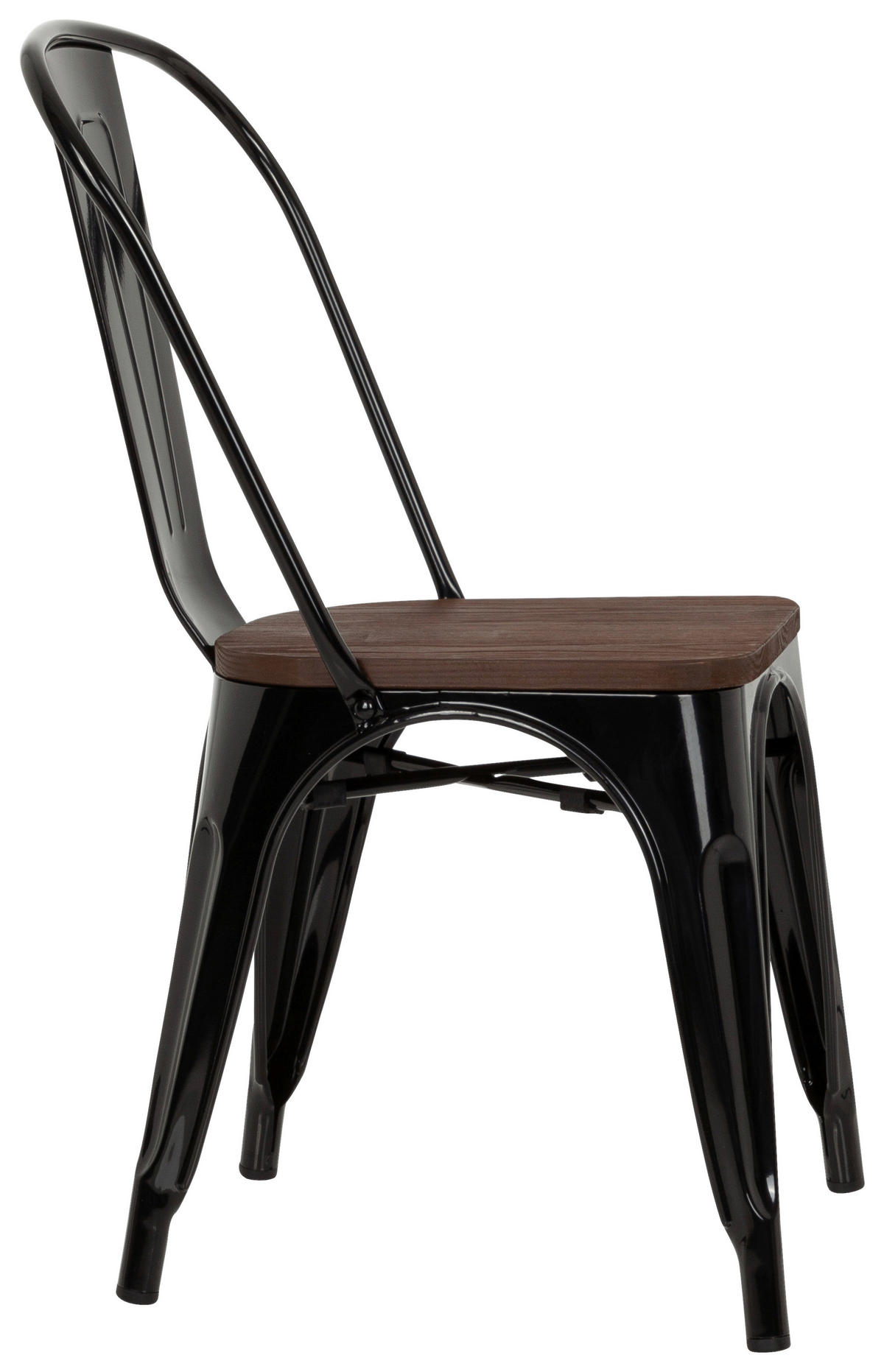 STUHL  stapelbar   Schwarz, Dunkelbraun  - Dunkelbraun/Schwarz, Basics, Holz/Metall (44/84/54cm) - MID.YOU