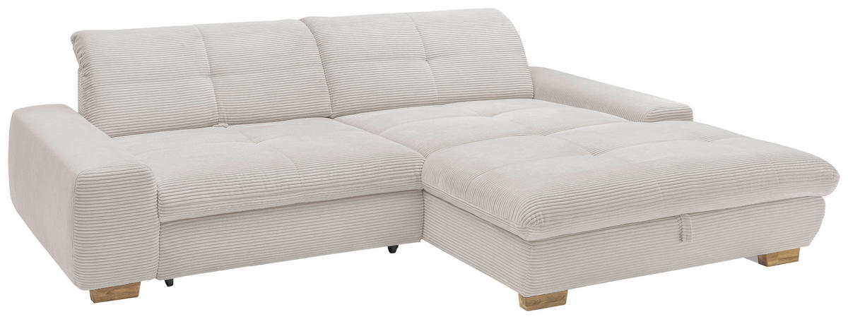ECKSOFA Hellgrau Cord  - Eichefarben/Hellgrau, Design, Holz/Textil (276/198cm) - SetOne by Musterring