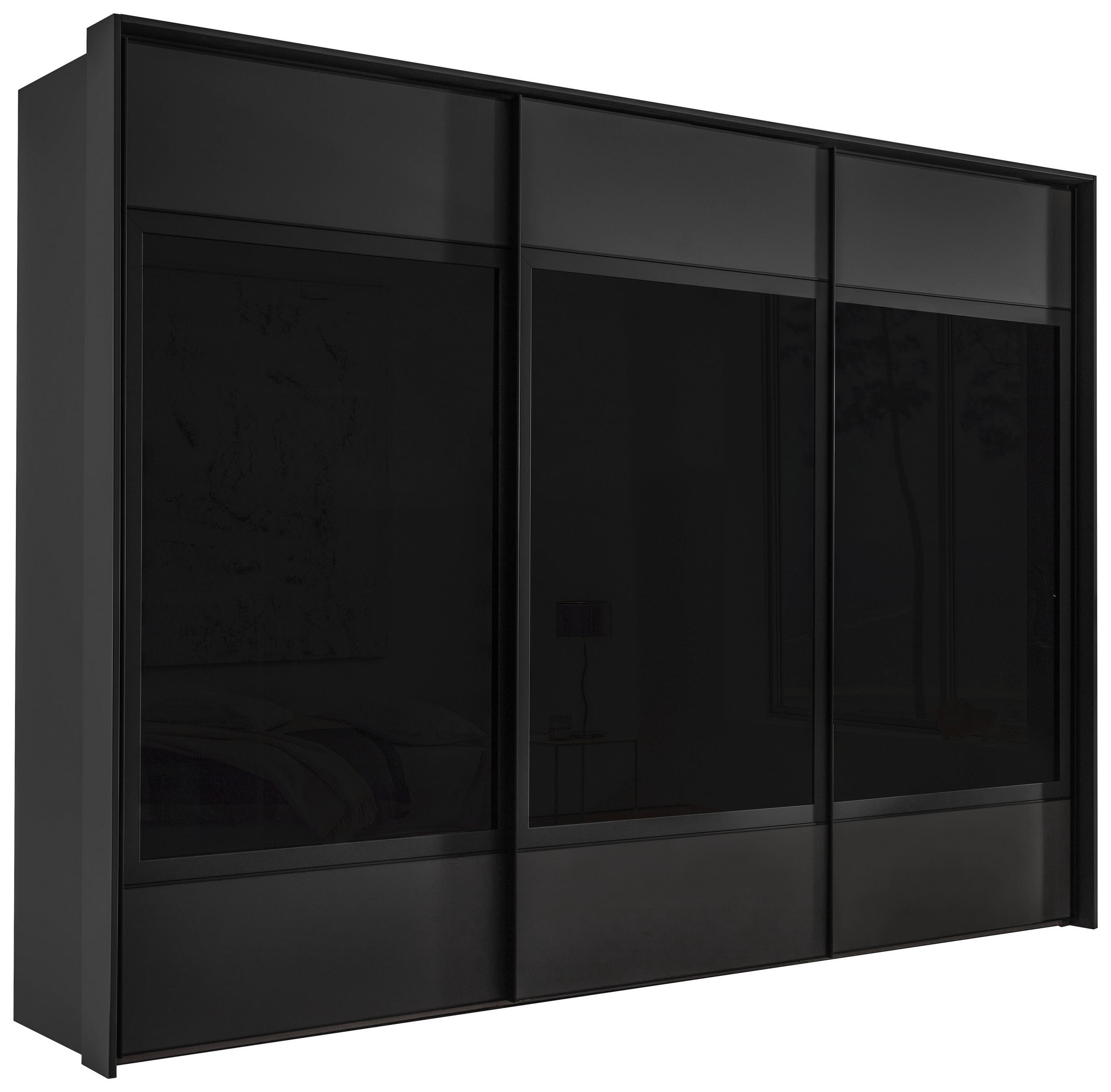 SCHWEBETÜRENSCHRANK  in Anthrazit  - Anthrazit/Schwarz, Design, Glas/Holzwerkstoff (280/222/68cm) - Moderano