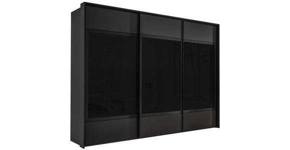 SCHWEBETÜRENSCHRANK  in Anthrazit  - Anthrazit/Schwarz, Design, Glas/Holzwerkstoff (280/222/68cm) - Moderano