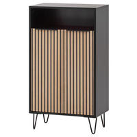 SCHUHSCHRANK Schwarz, Eichefarben  - Eichefarben/Schwarz, Design, Holzwerkstoff/Metall (60,2/107,9/33,05cm) - MID.YOU