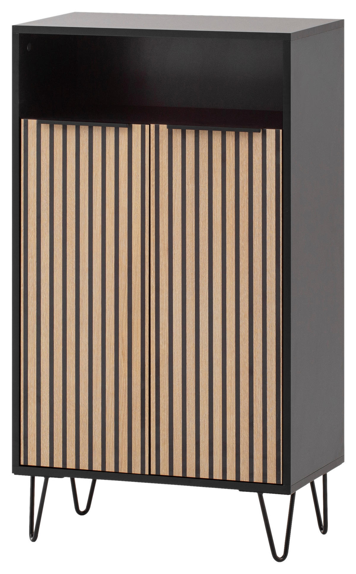 SCHUHSCHRANK Schwarz, Eichefarben  - Eichefarben/Schwarz, Design, Holzwerkstoff/Metall (60,2/107,9/33,05cm) - MID.YOU