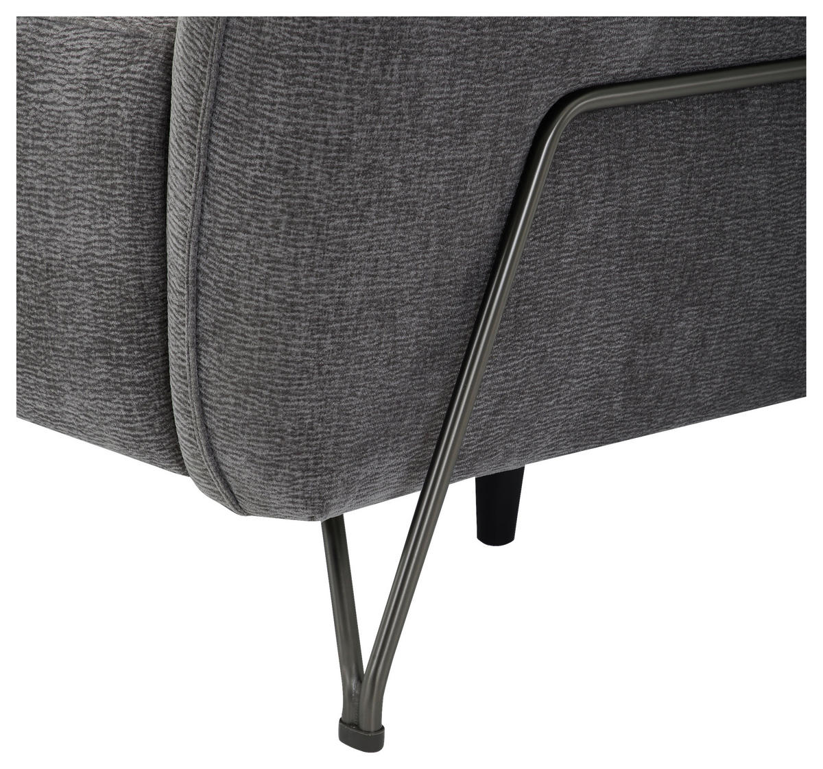 3-SITZER-SOFA in Flachgewebe Dunkelgrau  - Dunkelgrau/Schwarz, Lifestyle, Textil/Metall (198/83/107/111cm) - Livetastic