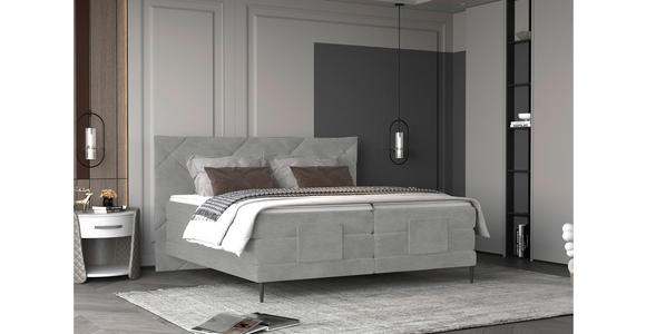 BOXSPRINGBETT 180/200 cm  in Grau  - Schwarz/Grau, KONVENTIONELL, Textil/Metall (180/200cm) - Esposa