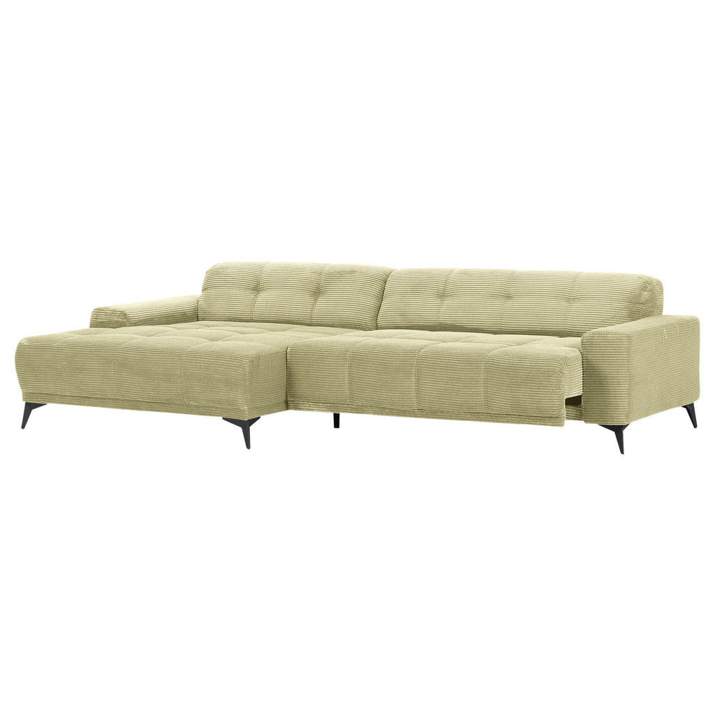 Thumbnail - Carryhome Ecksofa, Hellgrün, Textil, 2-3-Sitzer, Ottomane links, L-Form, 295x165 cm, seitenverkehrt erhältlich, Rücken e...