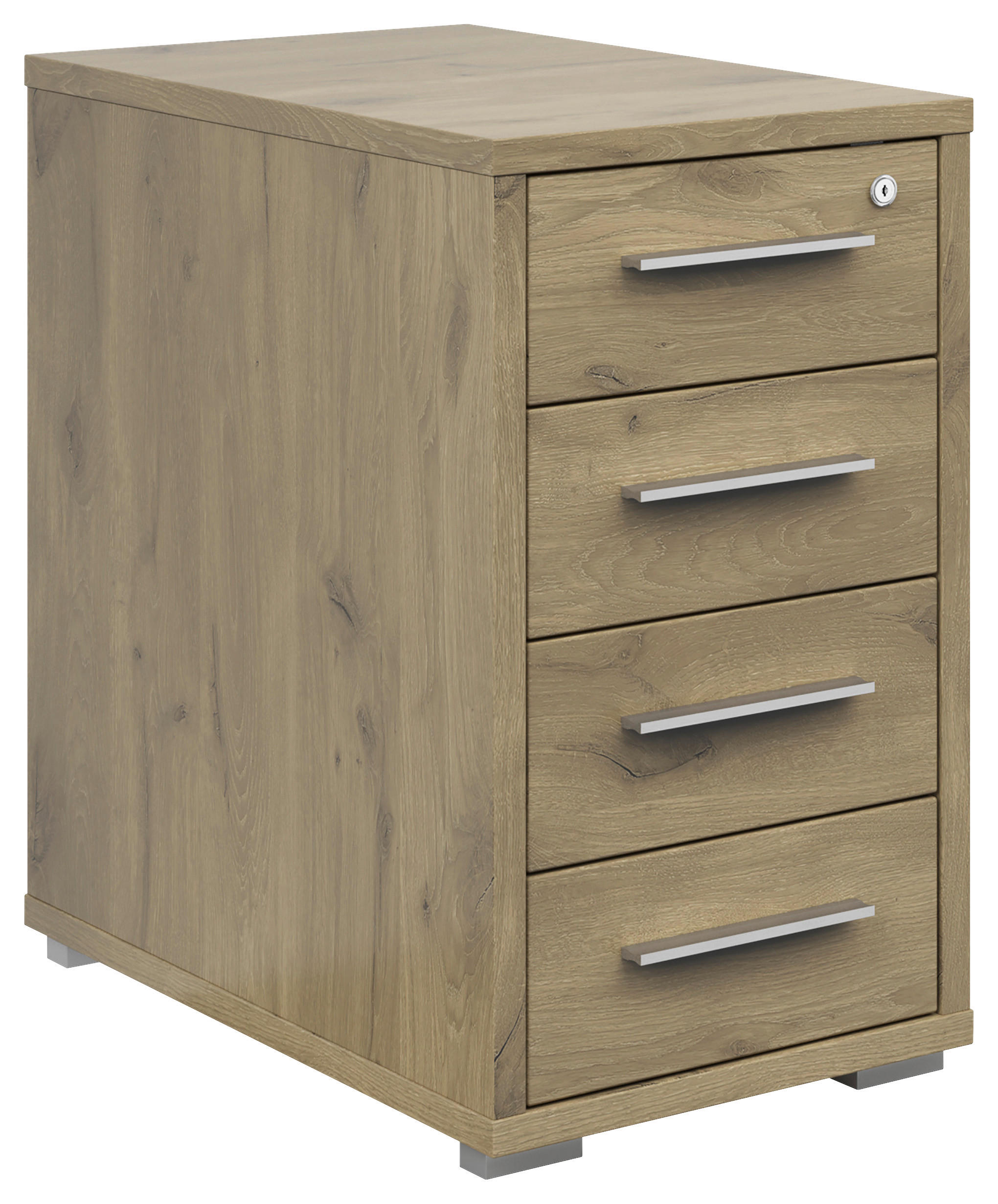ANSTELLCONTAINER Eichefarben  - Eichefarben/Silberfarben, KONVENTIONELL, Holzwerkstoff/Kunststoff (43,8/75,5/80cm) - Voleo