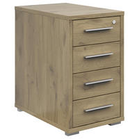 ANSTELLCONTAINER 43,8/75,5/80 cm  - Eichefarben/Silberfarben, Konventionell, Holzwerkstoff/Kunststoff (43,8/75,5/80cm) - Voleo