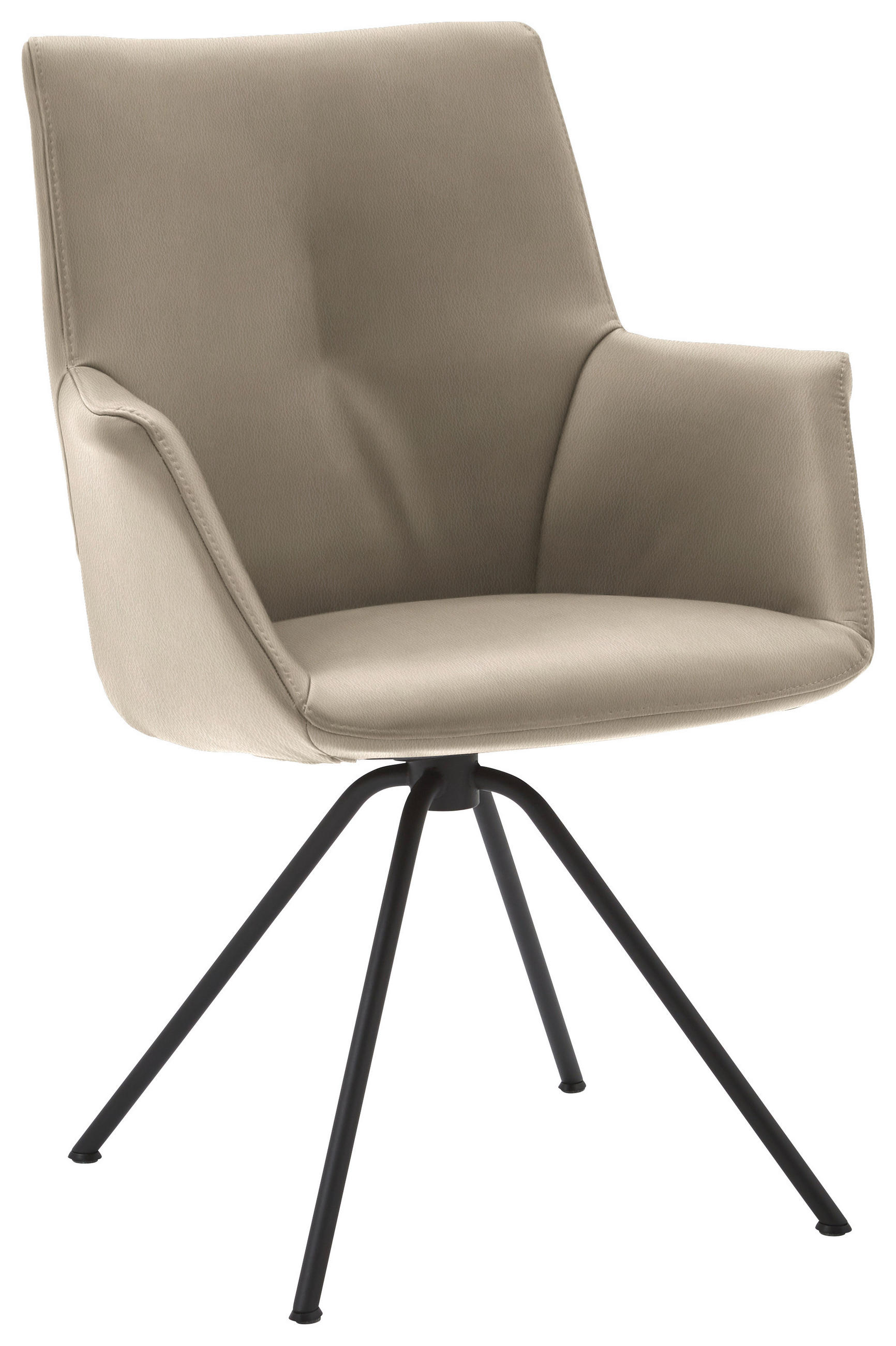 ARMLEHNSTUHL  in Stahl Echtleder pigmentiert  - Schlammfarben/Schwarz, Design, Leder/Metall (65/91/63cm) - Dieter Knoll