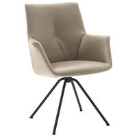 ARMLEHNSTUHL  in Stahl Echtleder pigmentiert  - Schlammfarben/Schwarz, Design, Leder/Metall (65/91/63cm) - Dieter Knoll