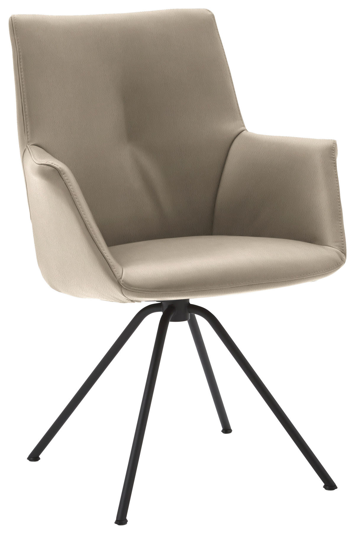 ARMLEHNSTUHL  in Stahl Echtleder pigmentiert  - Schlammfarben/Schwarz, Design, Leder/Metall (65/91/63cm) - Dieter Knoll
