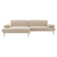 ECKSOFA Beige Flachgewebe Rücken echt, Kopfteilverstellung, Sitztiefenverstellung  - Beige, Design, Textil/Metall (165/282cm) - hülsta