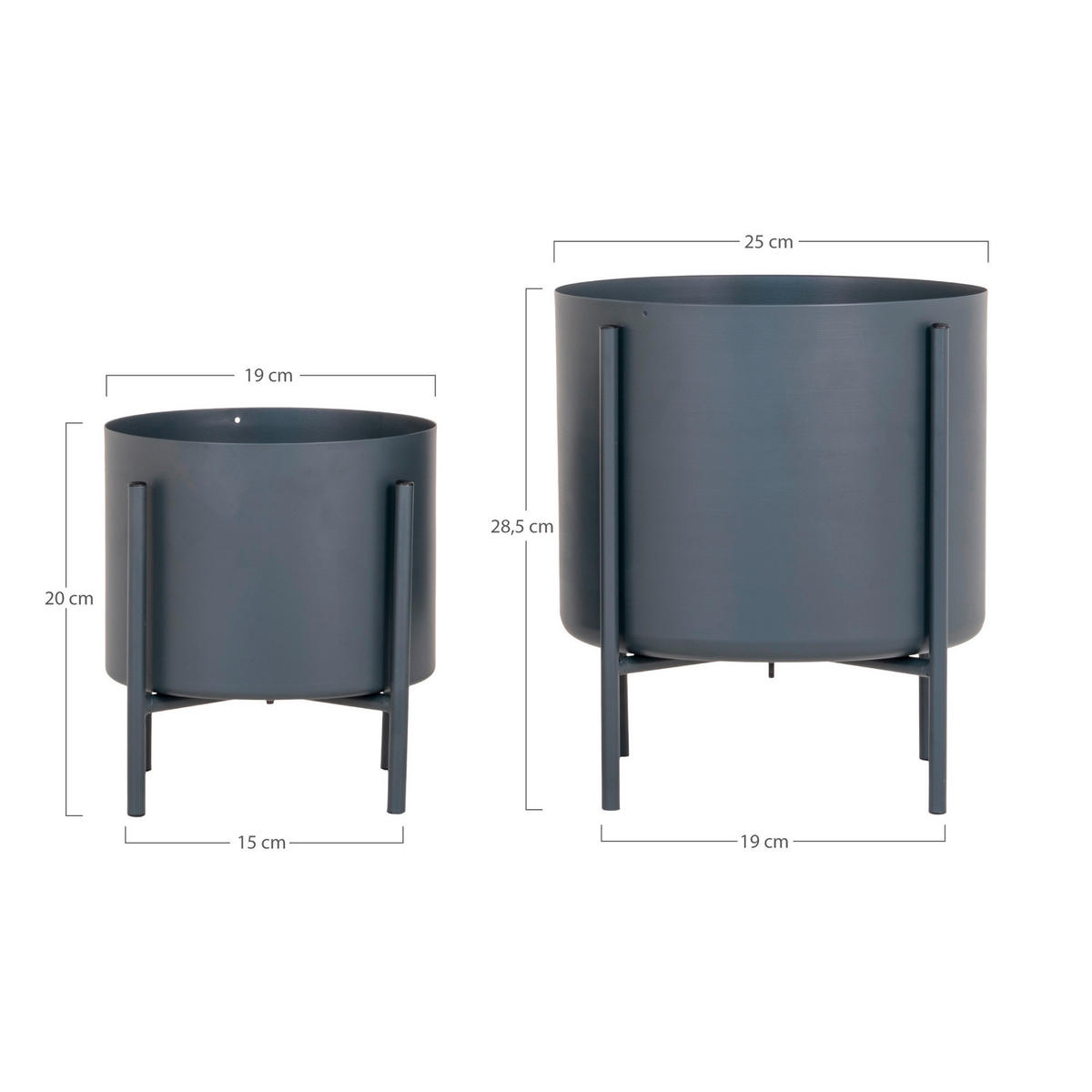 ÜBERTOPF-SET  - Grau, Design, Metall