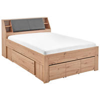 STAURAUMBETT 140/200 cm  in Eiche Artisan  - Eiche Artisan/Grau, KONVENTIONELL, Holzwerkstoff/Textil (140/200cm) - Carryhome