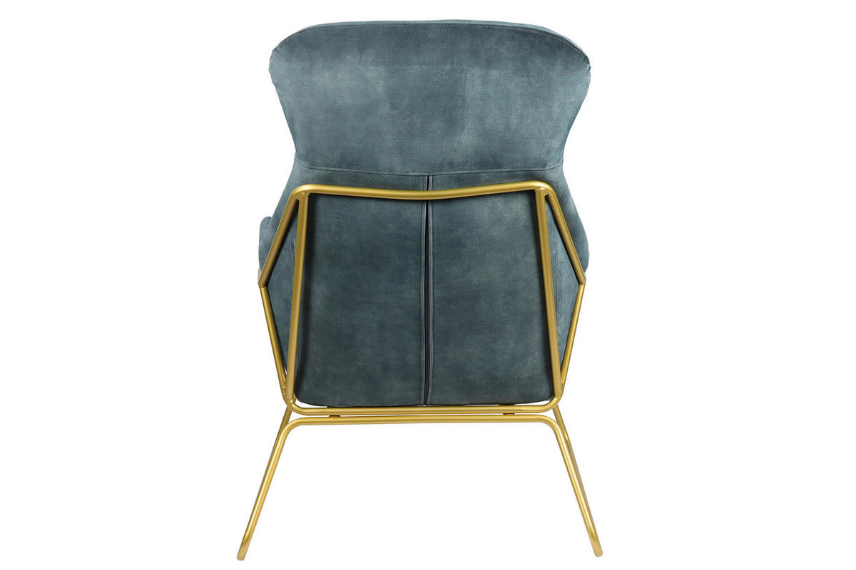 SESSEL in Samt, Velours Blau  - Blau/Messingfarben, MODERN, Textil/Metall (73/102/80cm) - Livetastic