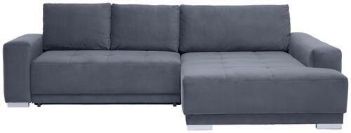 ECKSOFA inkl.Funktionen Grau Samt  - Silberfarben/Grau, Design, Holz/Textil (293/195cm) - Cantus