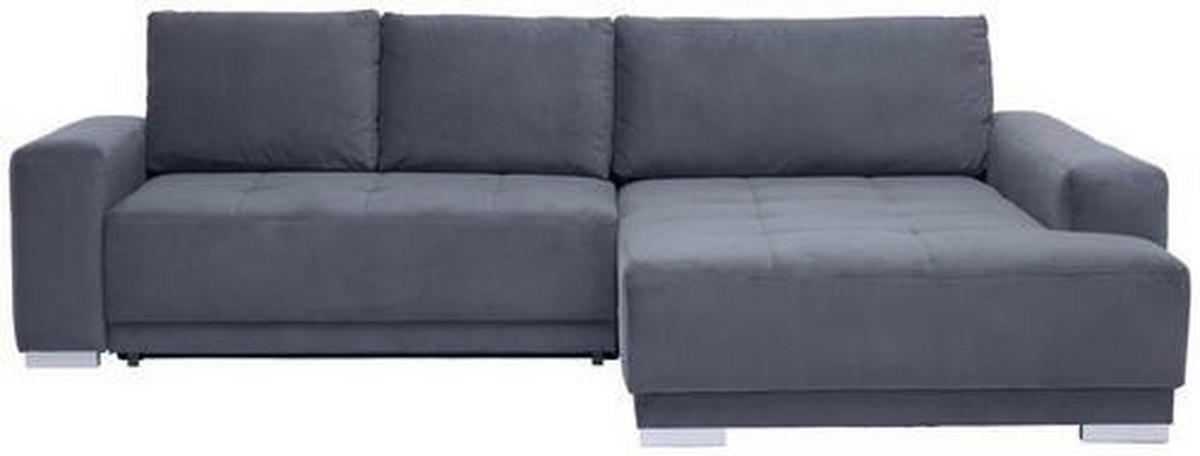 ECKSOFA in Samt Grau  - Silberfarben/Grau, Design, Holz/Textil (293/195cm) - Cantus