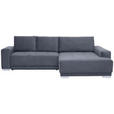 ECKSOFA inkl.Funktionen Grau Samt  - Silberfarben/Grau, Design, Holz/Textil (293/195cm) - Cantus