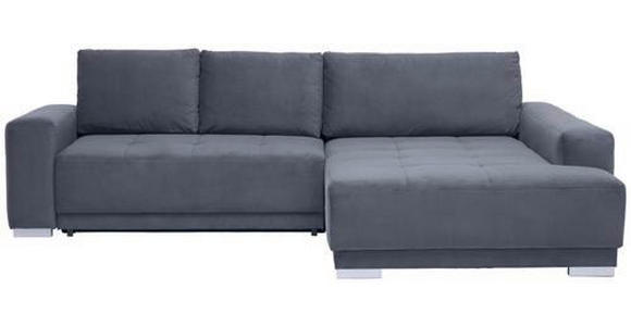 ECKSOFA in Samt Grau  - Silberfarben/Grau, Design, Holz/Textil (293/195cm) - Cantus