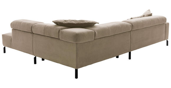 ECKSOFA Taupe Cord  - Taupe/Schwarz, KONVENTIONELL, Textil/Metall (311/219cm) - Hom`in