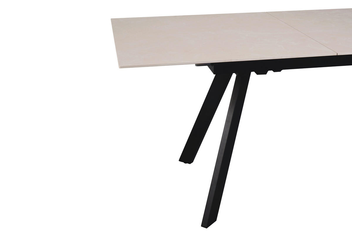 ESSTISCH 160-205/90/76 cm  Metall, Keramik ausziehbar rechteckig Schwarz, Beige  - Beige/Schwarz, Design, Keramik/Metall (160-205/90/76cm) - Novel