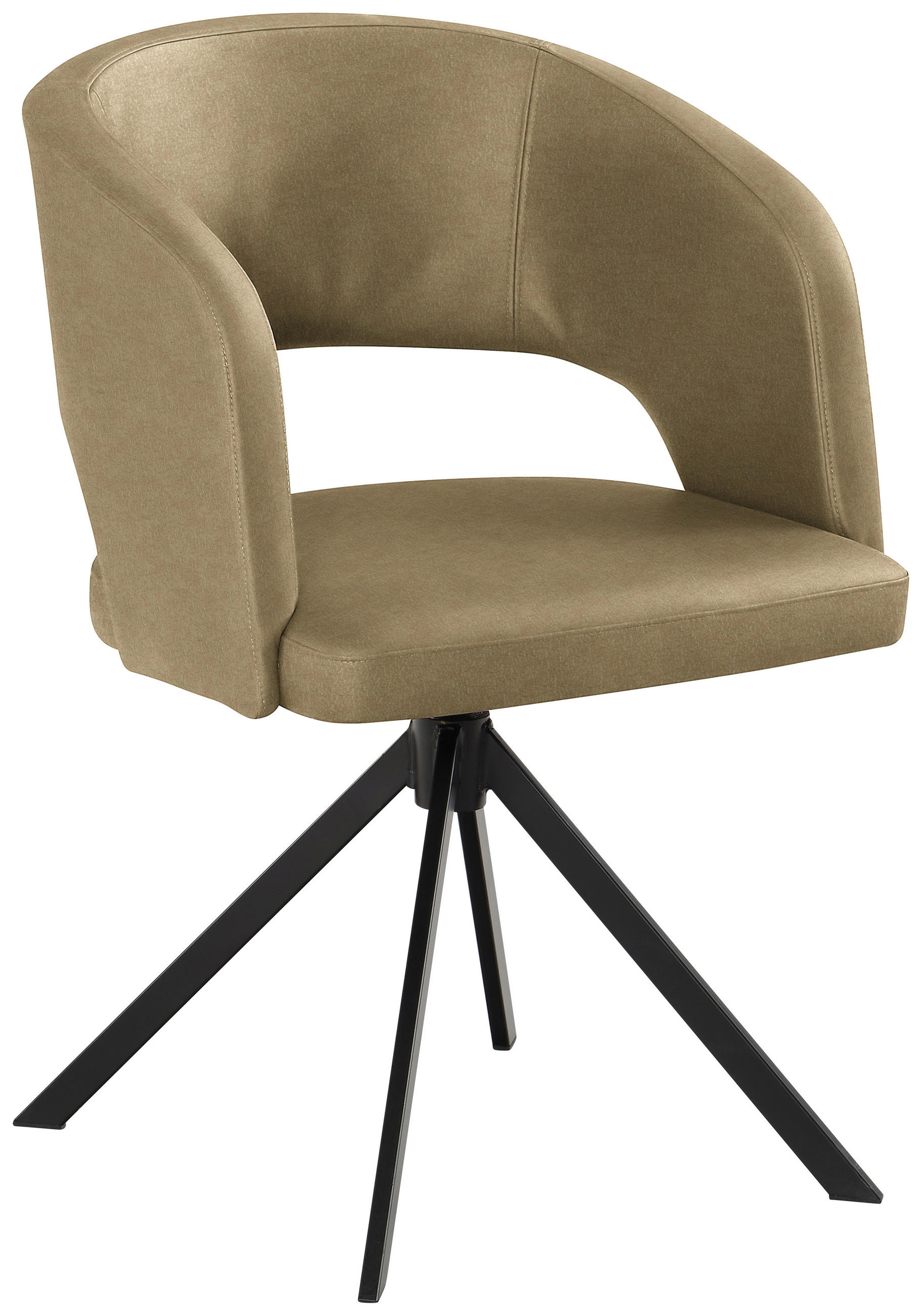 ARMLEHNSTUHL  in Stahl Lederlook (vegan)  - Schwarz/Olivgrün, KONVENTIONELL, Textil/Metall (56/84/59cm) - Moderano