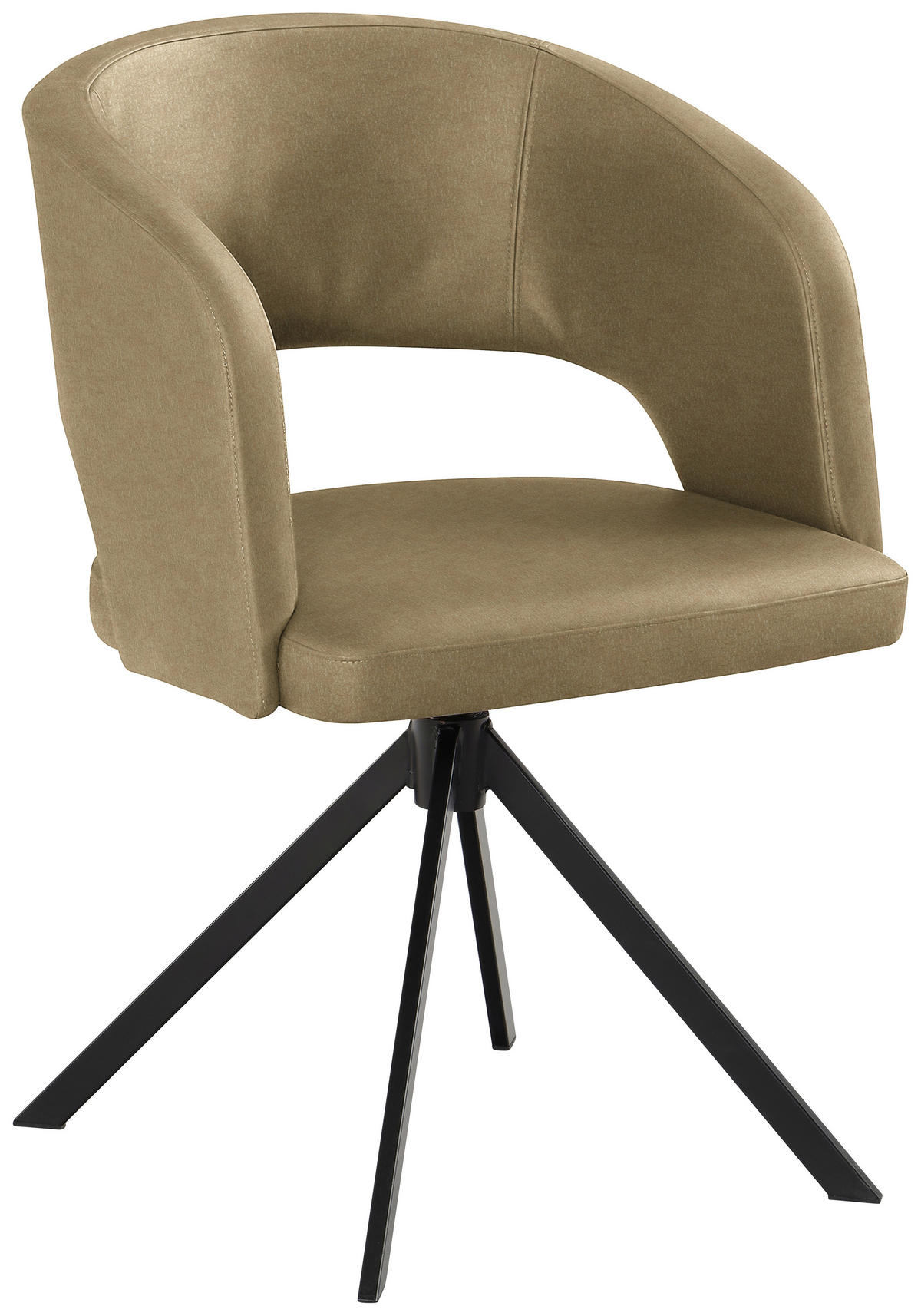 ARMLEHNSTUHL  in Stahl Lederlook (vegan)  - Schwarz/Olivgrün, Konventionell, Textil/Metall (56/84/59cm) - Moderano