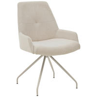 ARMLEHNSTUHL  Sitzfläche 360° drehbar, Gestellauswahl, Stoff-/Lederauswahl Cord  Naturfarben  - Seidengrau/Naturfarben, Design, Textil/Metall (58/90/64cm) - Musterring
