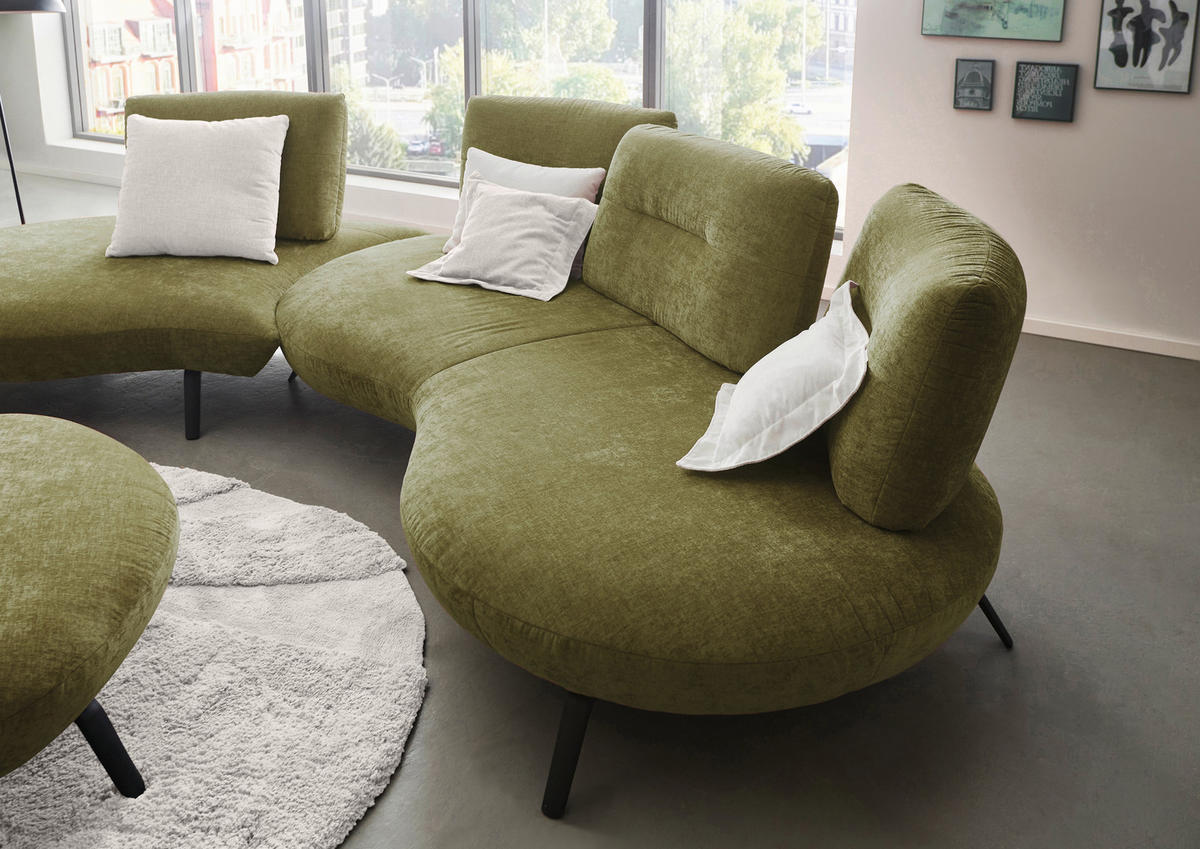 BIGSOFA Flachgewebe Olivgrün  - Schwarz/Olivgrün, Design, Textil/Metall (456/93/138cm) - Moderano