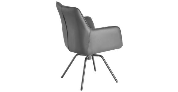 ARMLEHNSTUHL  Sitzfläche 360° drehbar, inklusive Armlehnen, automatische Rückholfunktion  Echtleder  - Schwarz, Design, Leder/Metall (59/87/62cm) - Novel