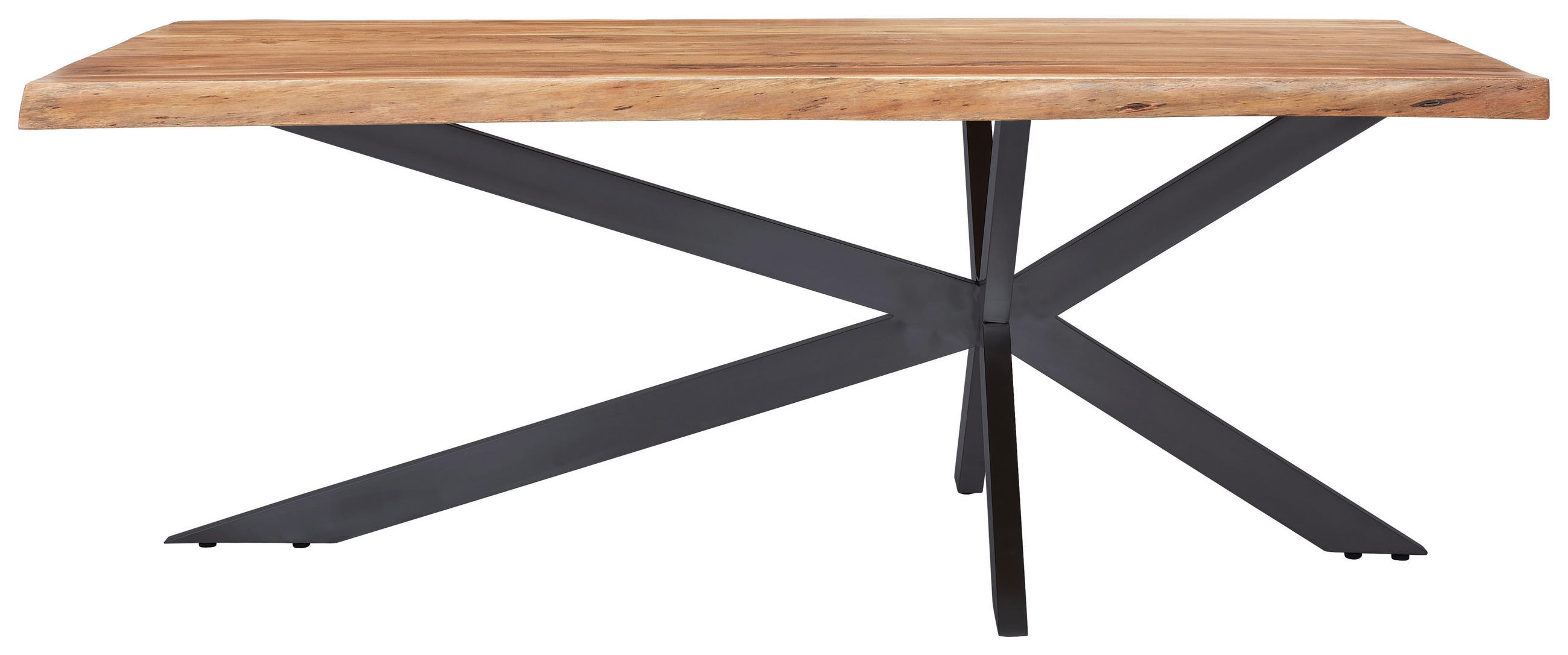 ESSTISCH in Holz, Metall 200/100/76 cm  - Schwarz/Akaziefarben, ROMANTIK / LANDHAUS, Holz/Metall (200/100/76cm) - Landscape