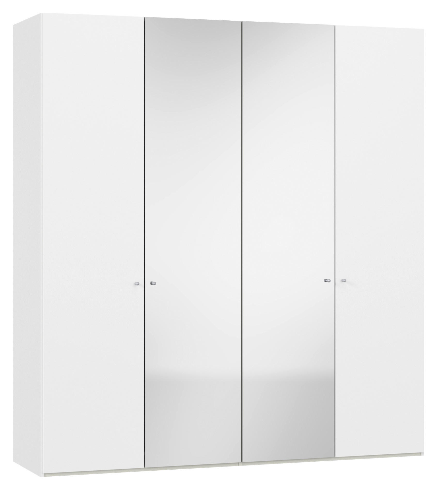 DREHTÜRENSCHRANK 203/220/59 cm,  in Klar, Weiß, 4-türig  - Klar/Silberfarben, Design, Glas/Holzwerkstoff (203/220/59cm) - Jutzler