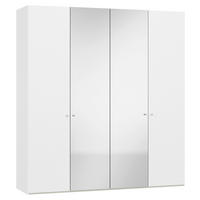 DREHTÜRENSCHRANK 203/220/59 cm,  in Klar, Weiß, 4-türig  - Klar/Silberfarben, Design, Glas/Holzwerkstoff (203/220/59cm) - Jutzler